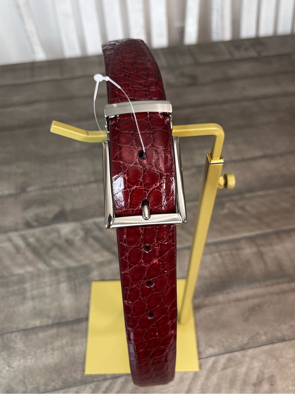 Handmade Genuine Alligator Leather Burgundy Men's Belt Sz
44